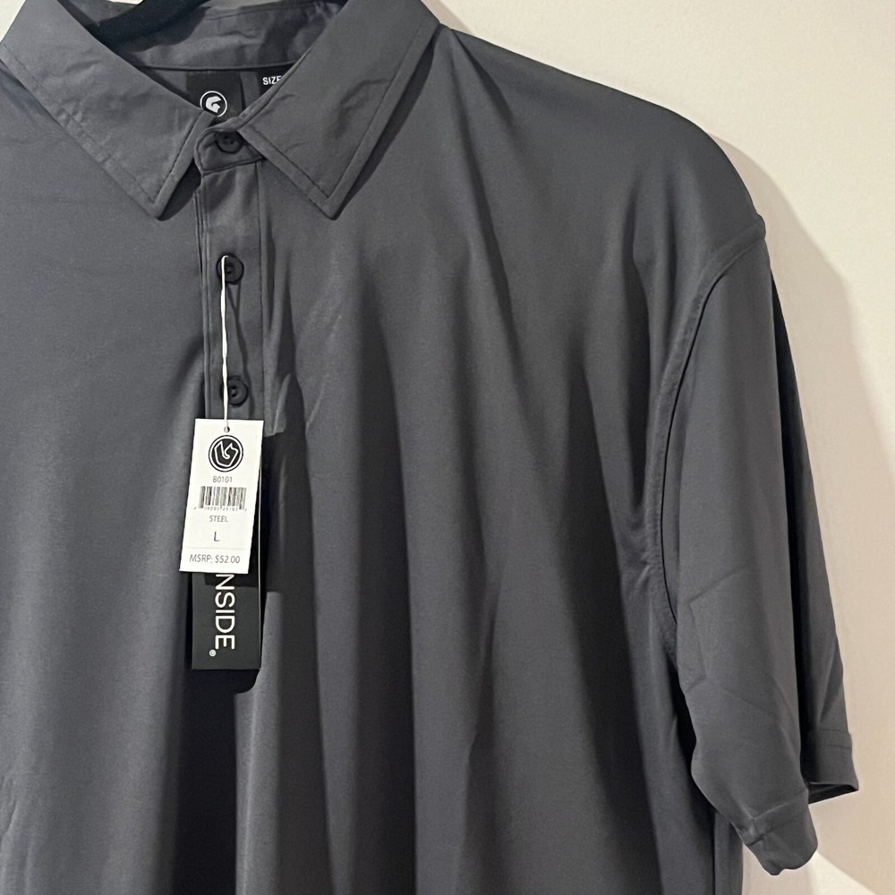 Burnside Polo Shirt Size L Dark Gray Lightweight Casual Athleisure Golf Top NWT